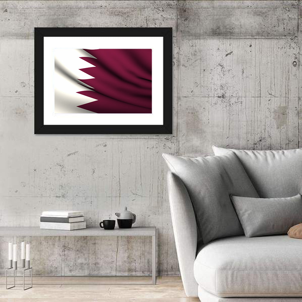 Waving Qatar Flag Wall Art