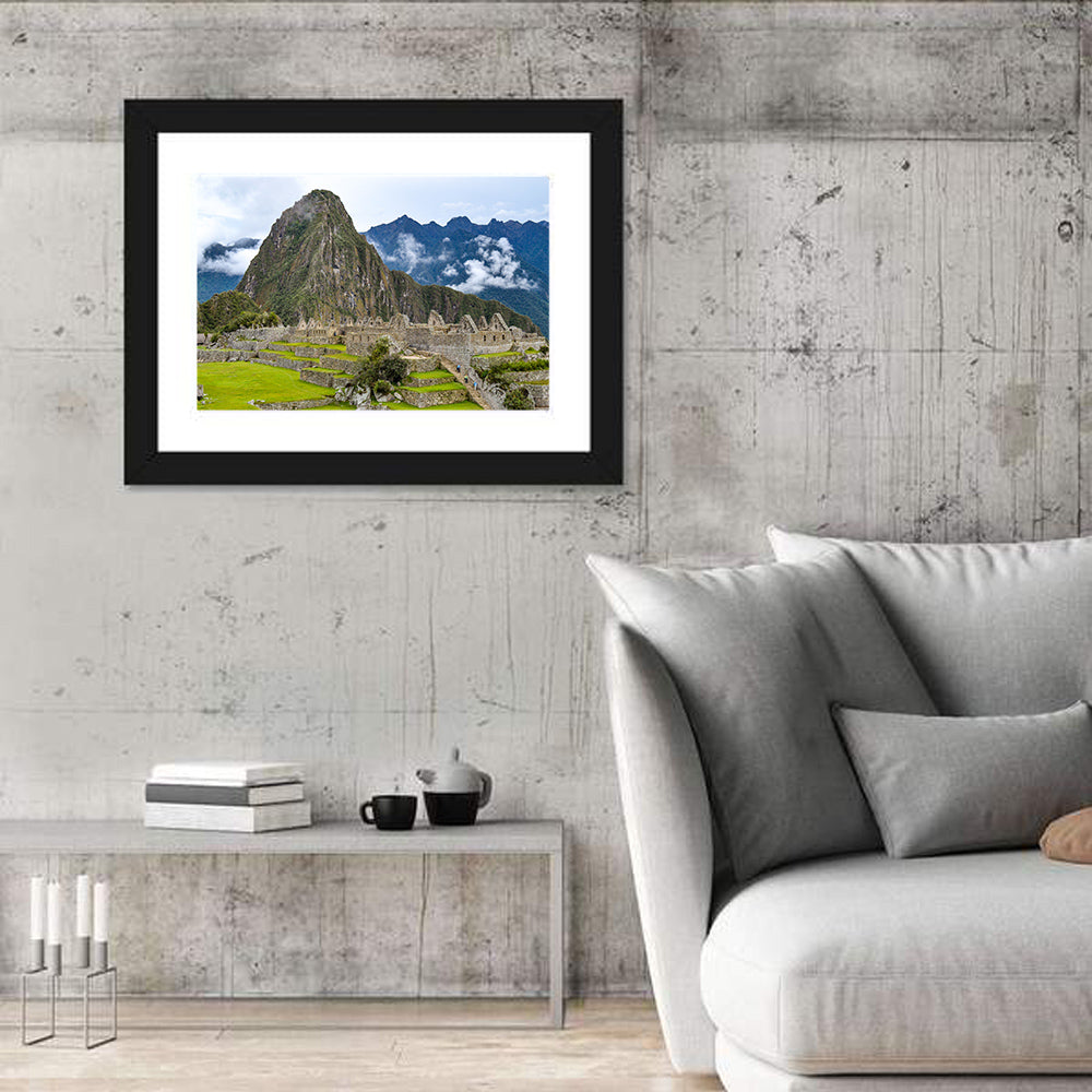 Machu Picchu Stone Terraces Wall Art in a room, landscape