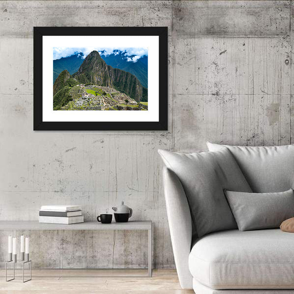 Misty Dawn at Machu Picchu Wall Art in a room, landscape