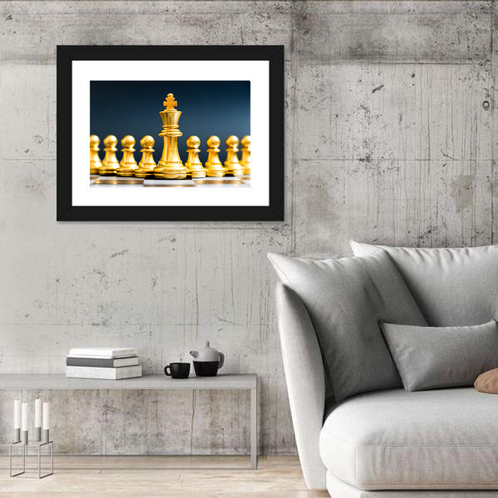 Golden King with Pawns Wall Art