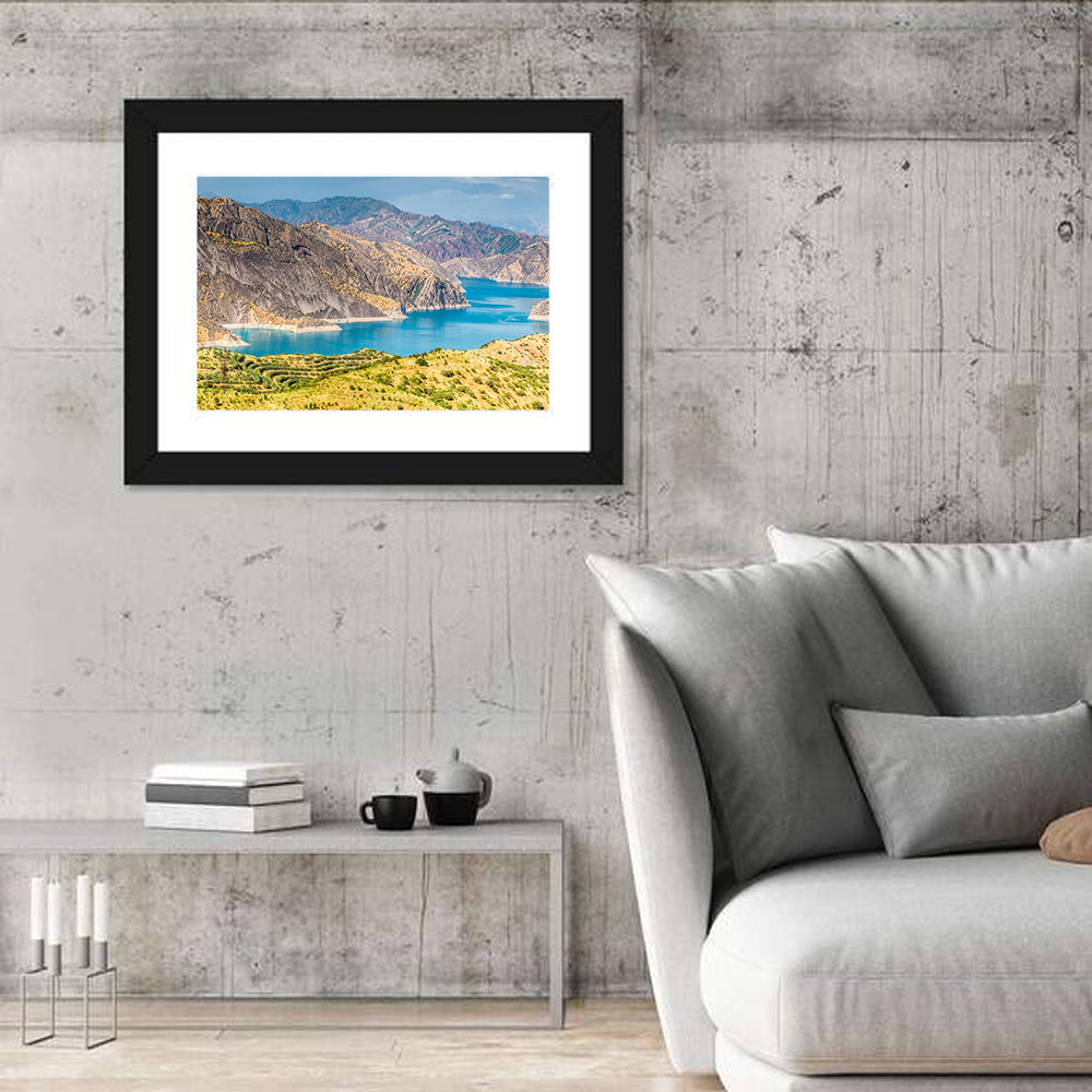 Nurek Reservoir, Tajikistan Wall Art in a room, landscape