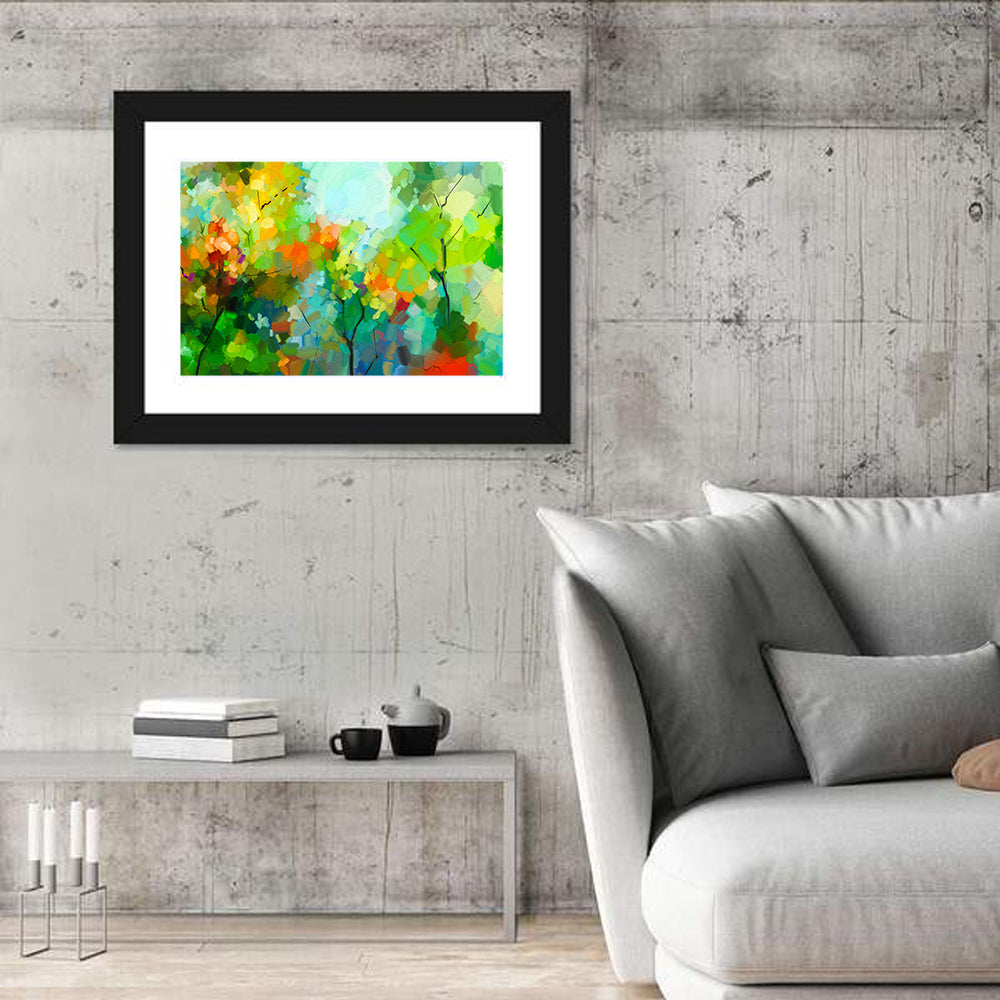 Colorful Forest Canopy Wall Art in a room, landscape