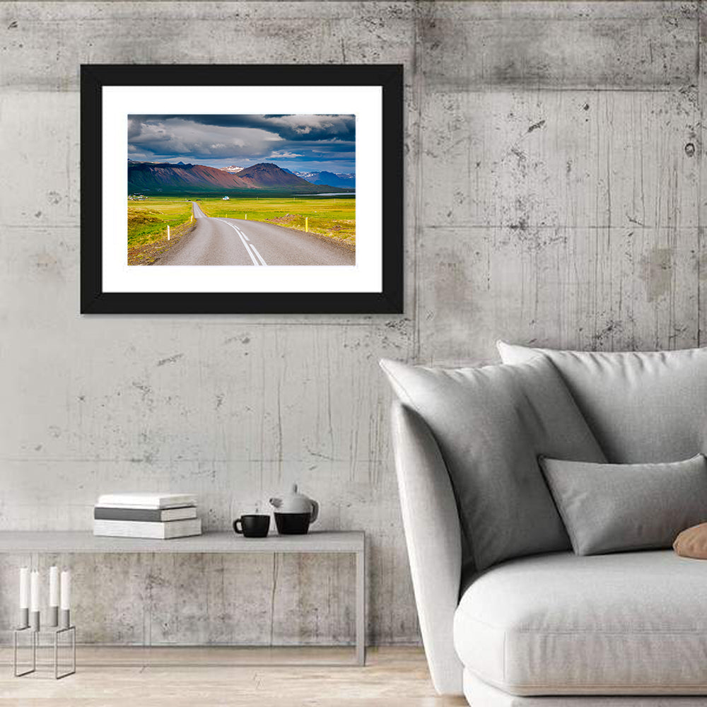 Icelandic Winding Road Toward Mountains Wall Art