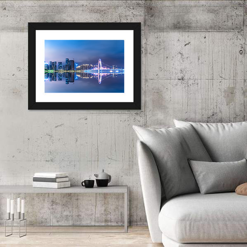 Guangzhou Skyline at Liede Bridge Wall Art in a room, landscape