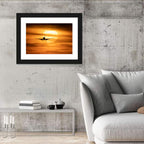 Airplane Silhouette at Golden Sunset Wall Art