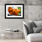 Crispy Spicy Chicken Wings with Carrot Sticks Wall Art