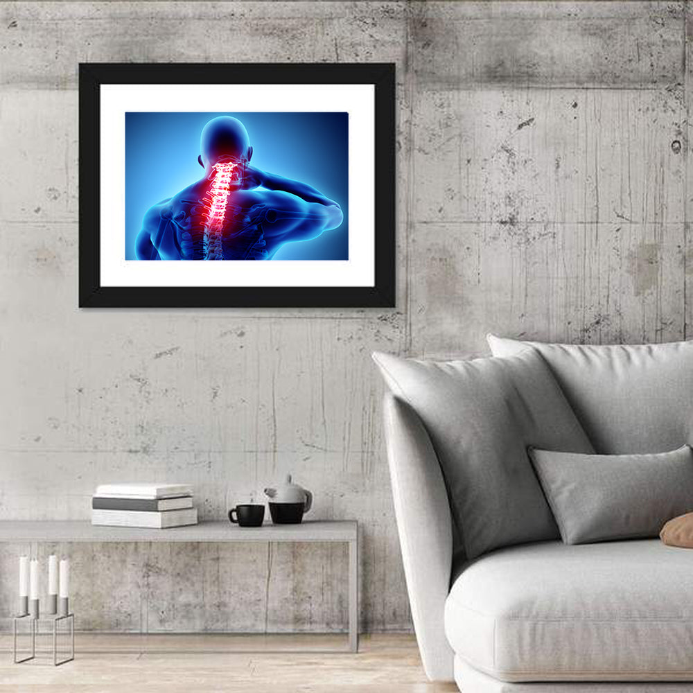 Cervical Spine X-ray Illustration Wall Art in a room, landscape