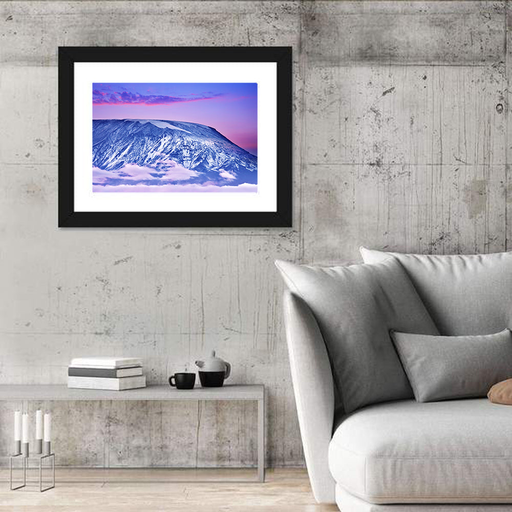 Purple Dusk Over Kilimanjaro Wall Art in a room, landscape