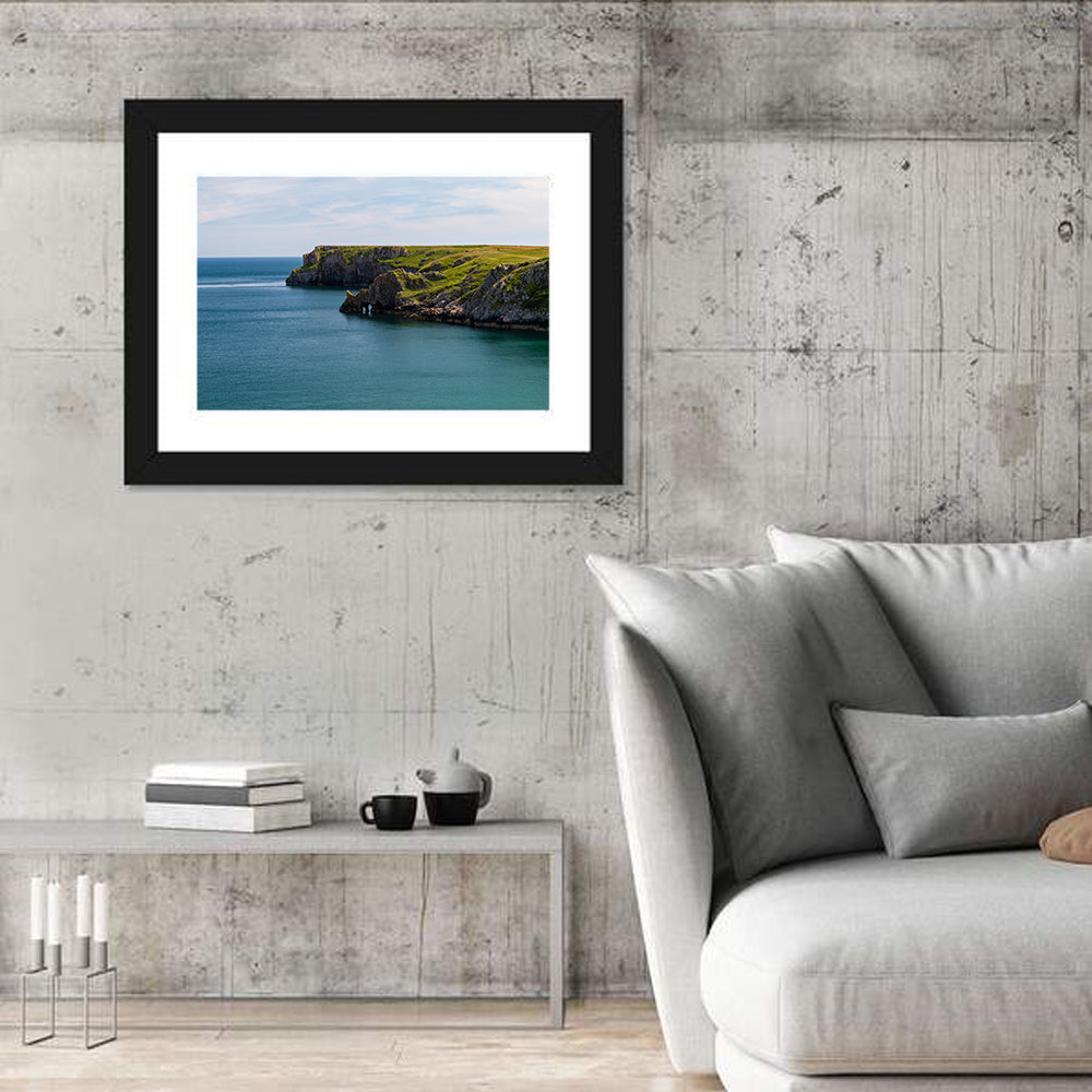 Barafundle Bay Clifftop and Sea Arch Wall Art in a room, landscape