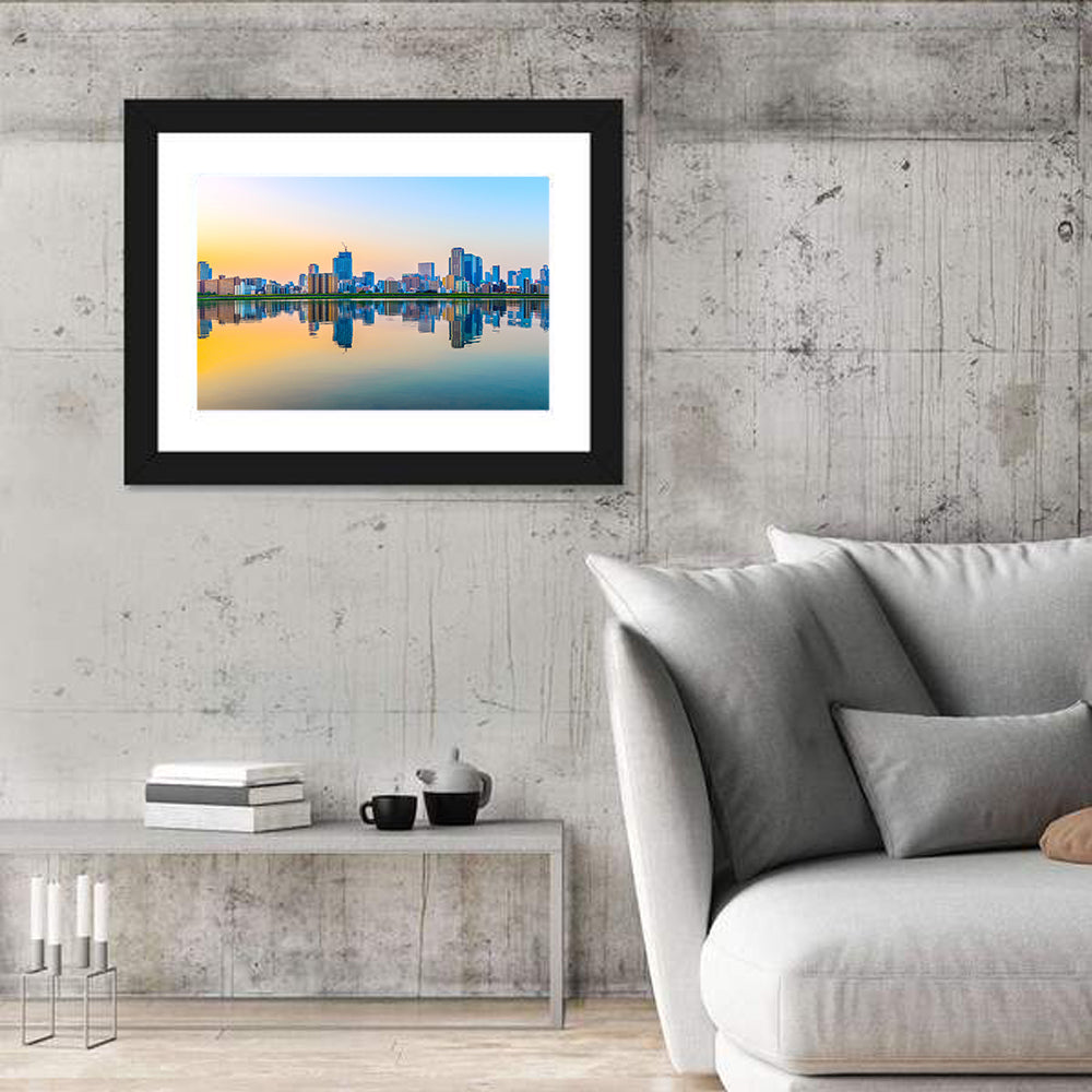 Osaka Skyline at Golden Hour Wall Art