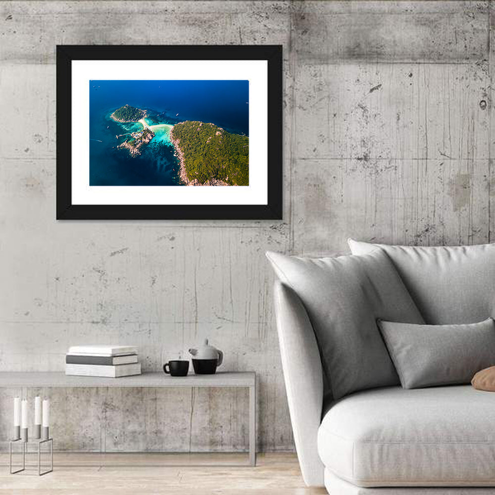 Koh Nang Yuan Aerial View Wall Art in a room, landscape