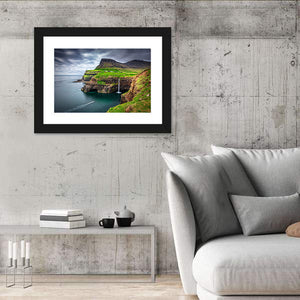 Gasadalur Waterfall In Faroe Island Wall Art