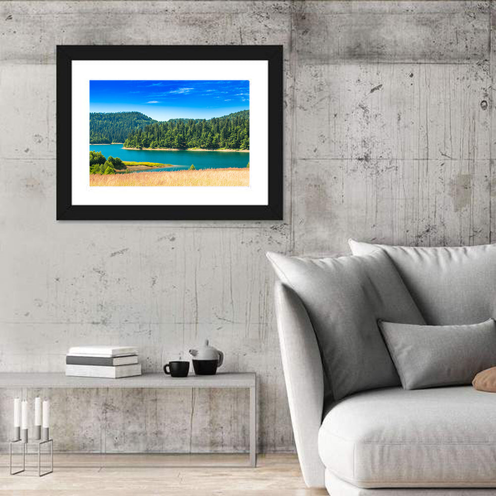Lokvarsko Lake Turquoise Shoreline Wall Art in a room, landscape