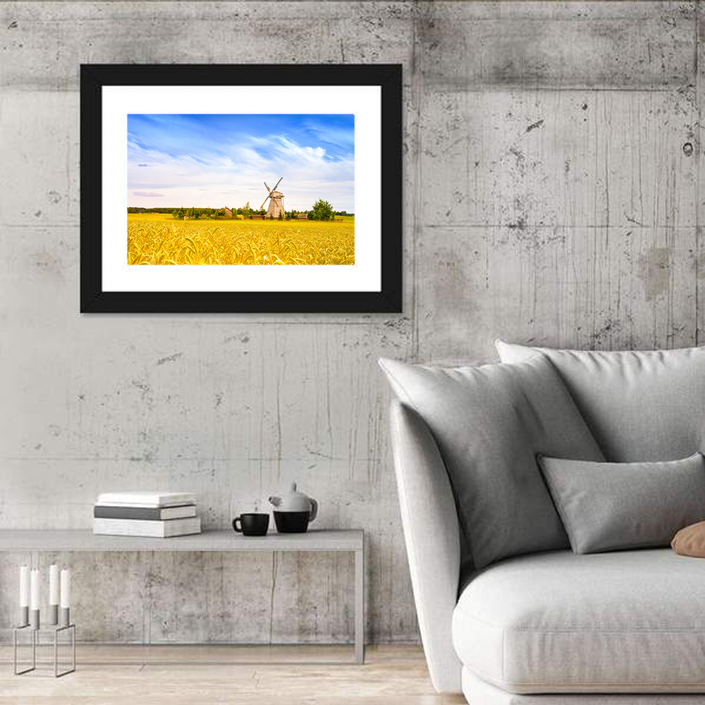 Dudutki Windmill in Golden Fields Wall Art
