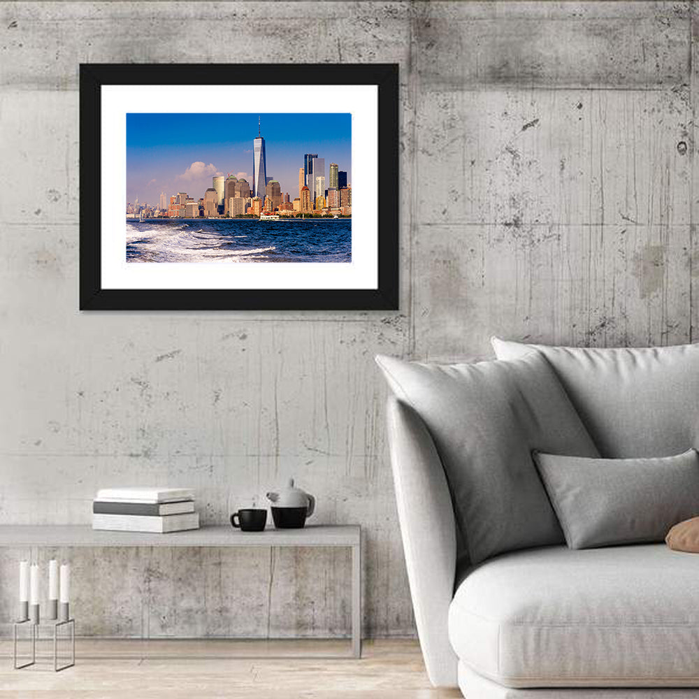 One World Trade Center Skyline Wall Art in a room, landscape