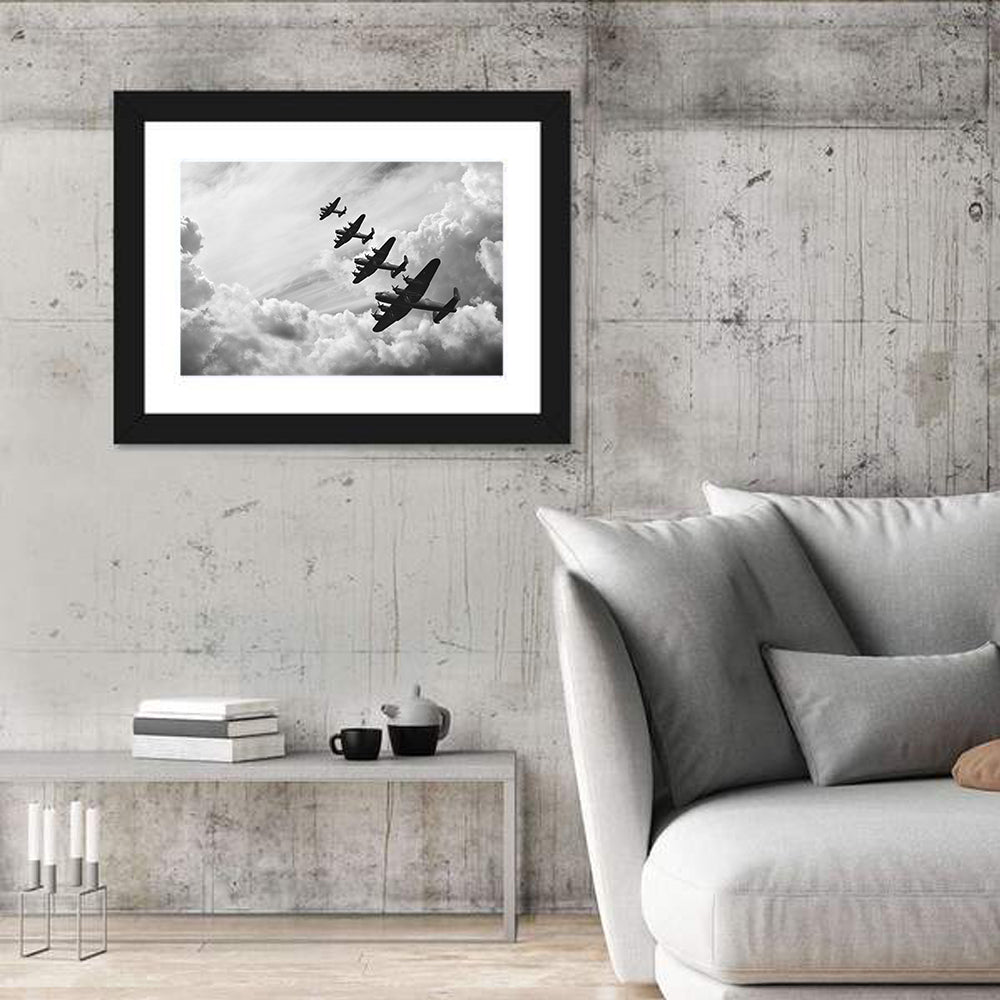 Lancaster Bombers in Formation Wall Art in a room, landscape
