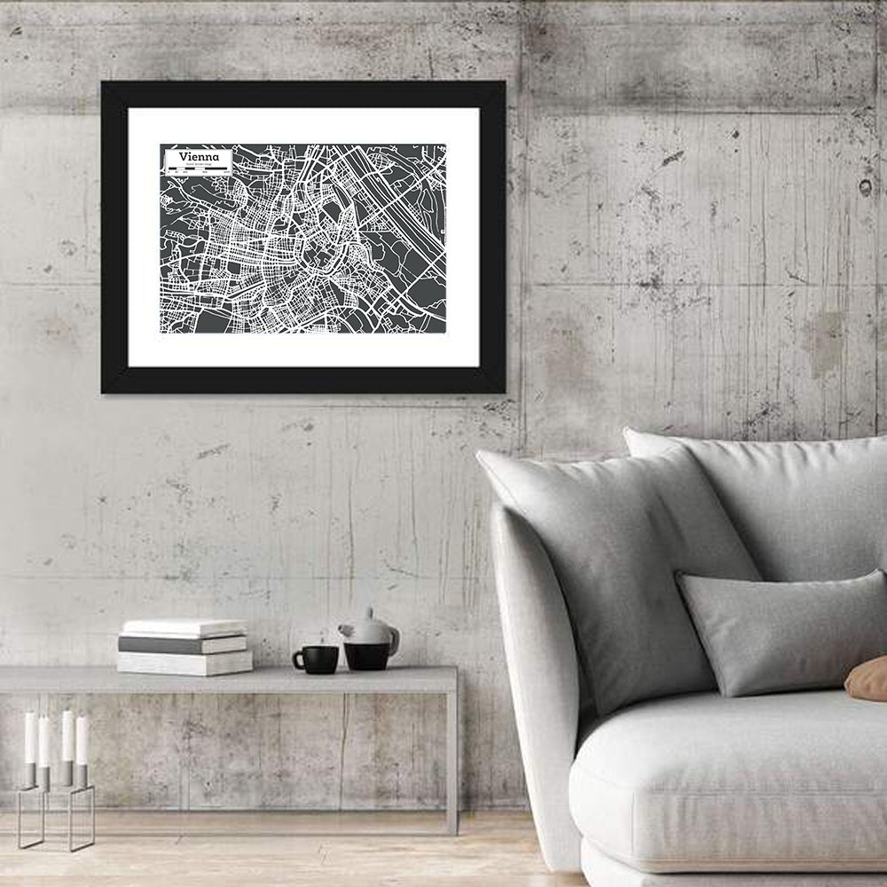 Vienna Street Map Wall Art in a room, landscape