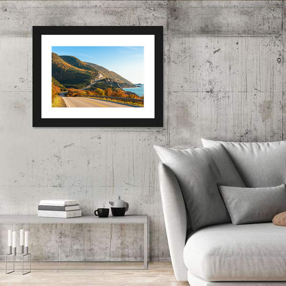 Cabot Trail Coastal Drive Wall Art in a room, landscape