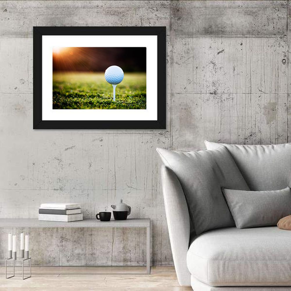 Golf Ball on Tee at Sunset Wall Art
