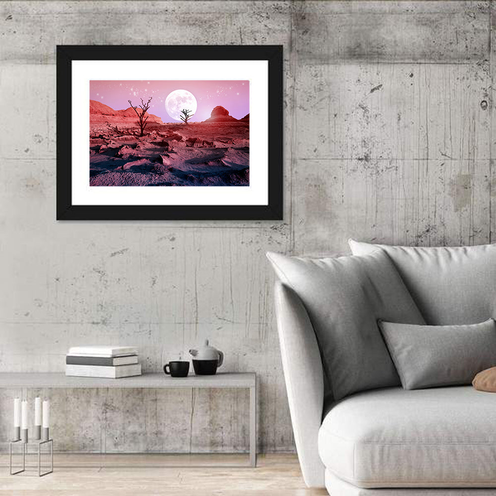 Desert Moon with Silhouetted Trees Wall Art