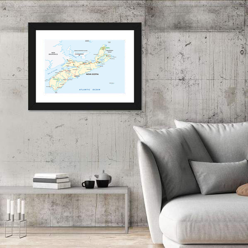 Nova Scotia Nautical Map Wall Art