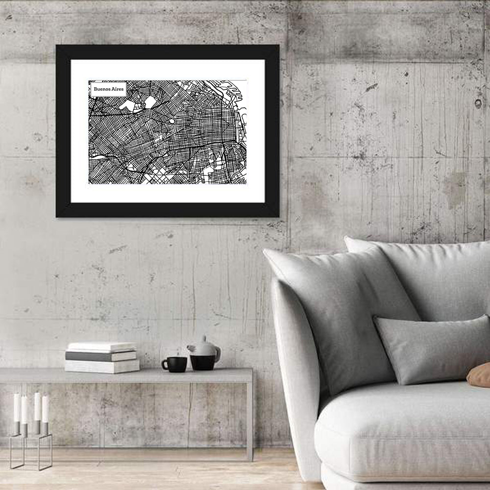 Buenos Aires Street Grid Map Wall Art