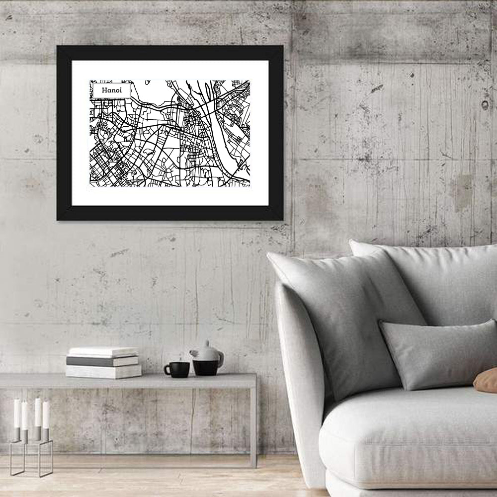 Hanoi Grid Map Wall Art