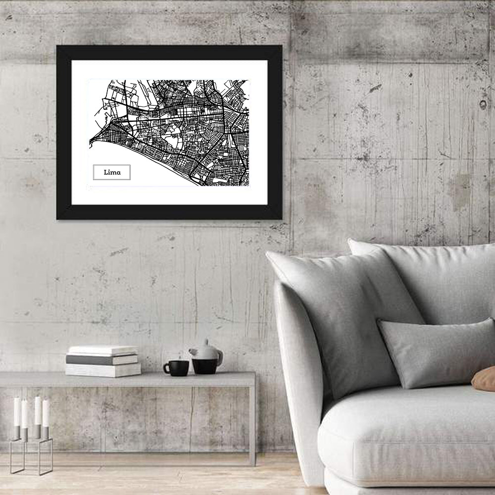 Lima Coastal Street Map Wall Art