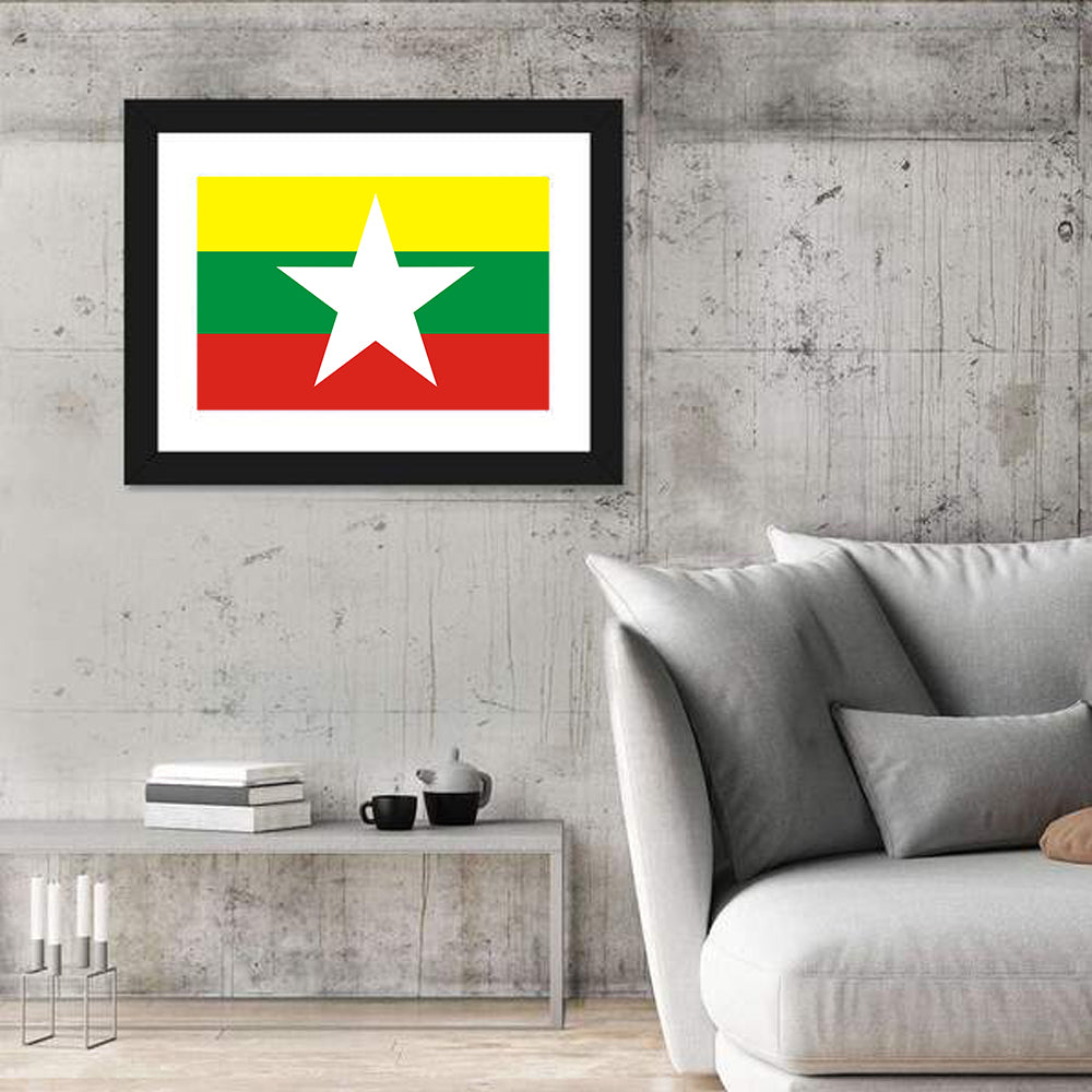 Myanmar Flag with Central Star Wall Art