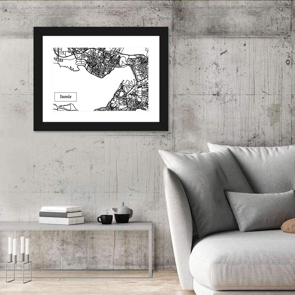 Izmir Coastal Map Wall Art