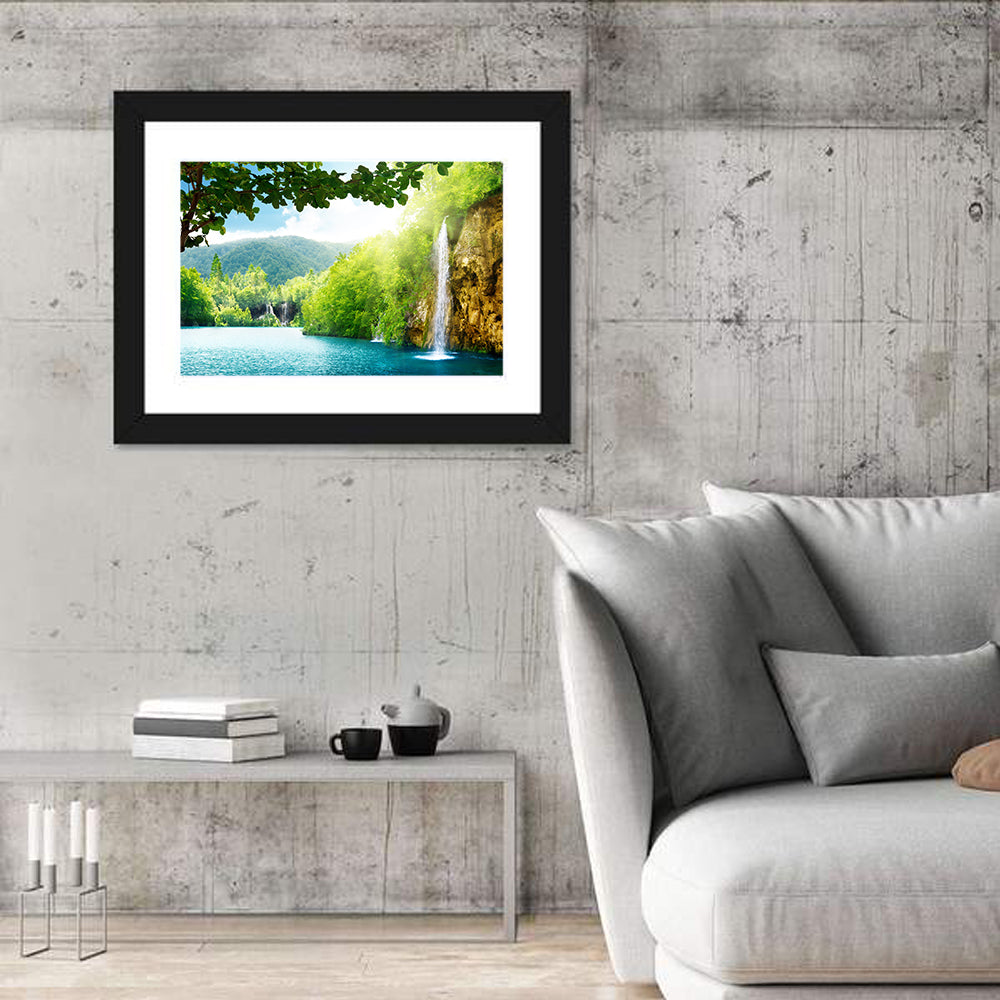 Plitvice Lakes Forest Waterfall Wall Art