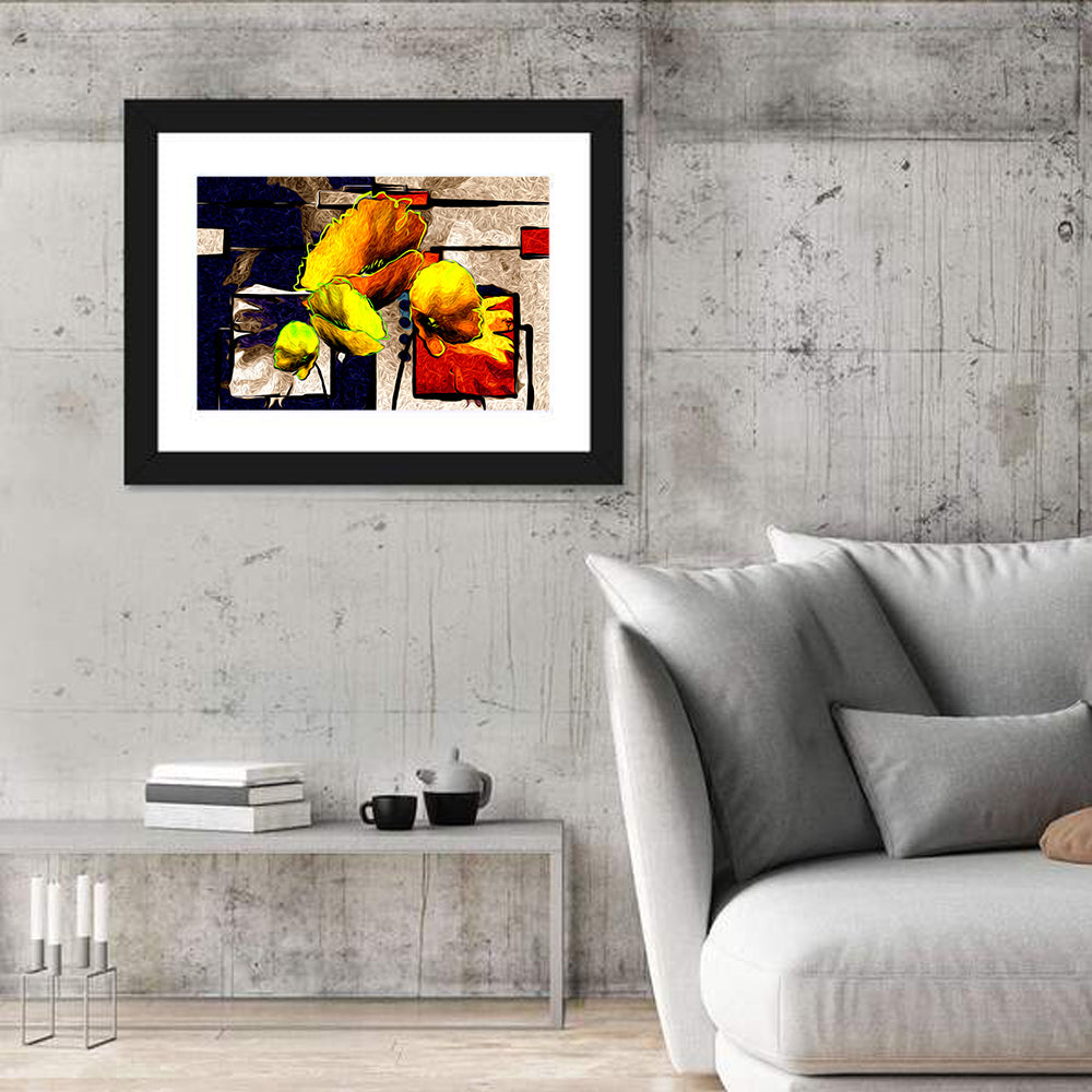 Poppy Grid Oil Painting Wall Art
