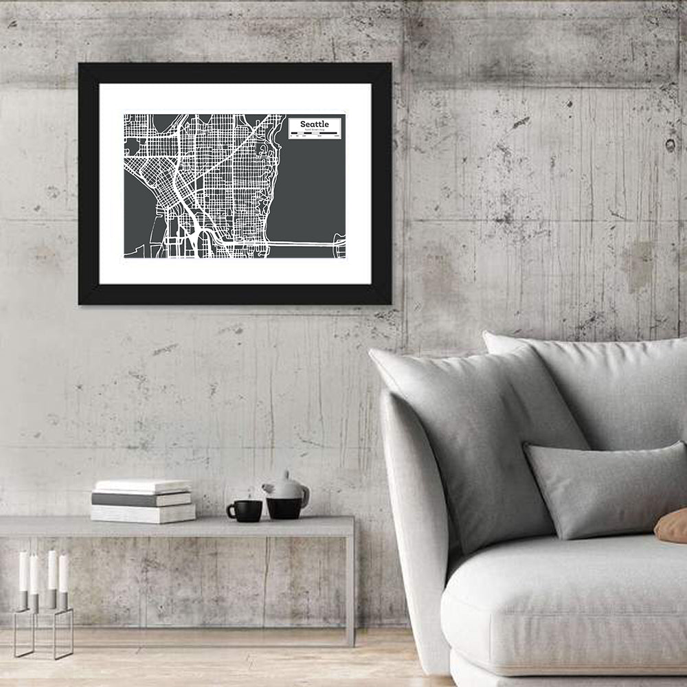Seattle Urban Grid Map Wall Art