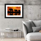 Elephants at Sunset Wall Art