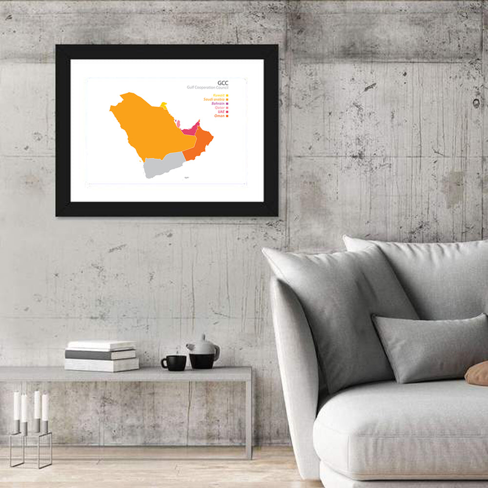 Gcc Countries Map Wall Art in a room, landscape