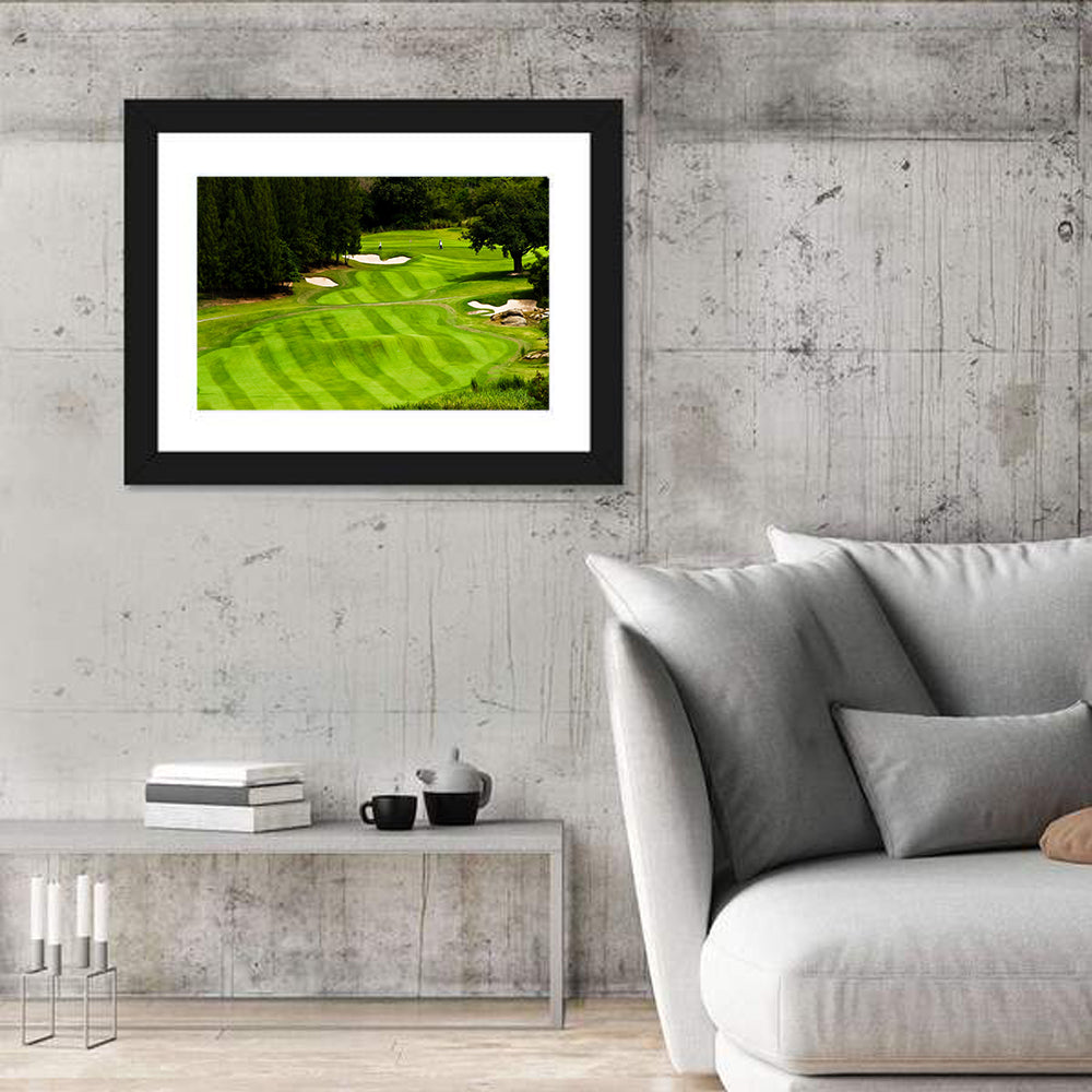 Sloping Golf Fairway with Bunkers Wall Art