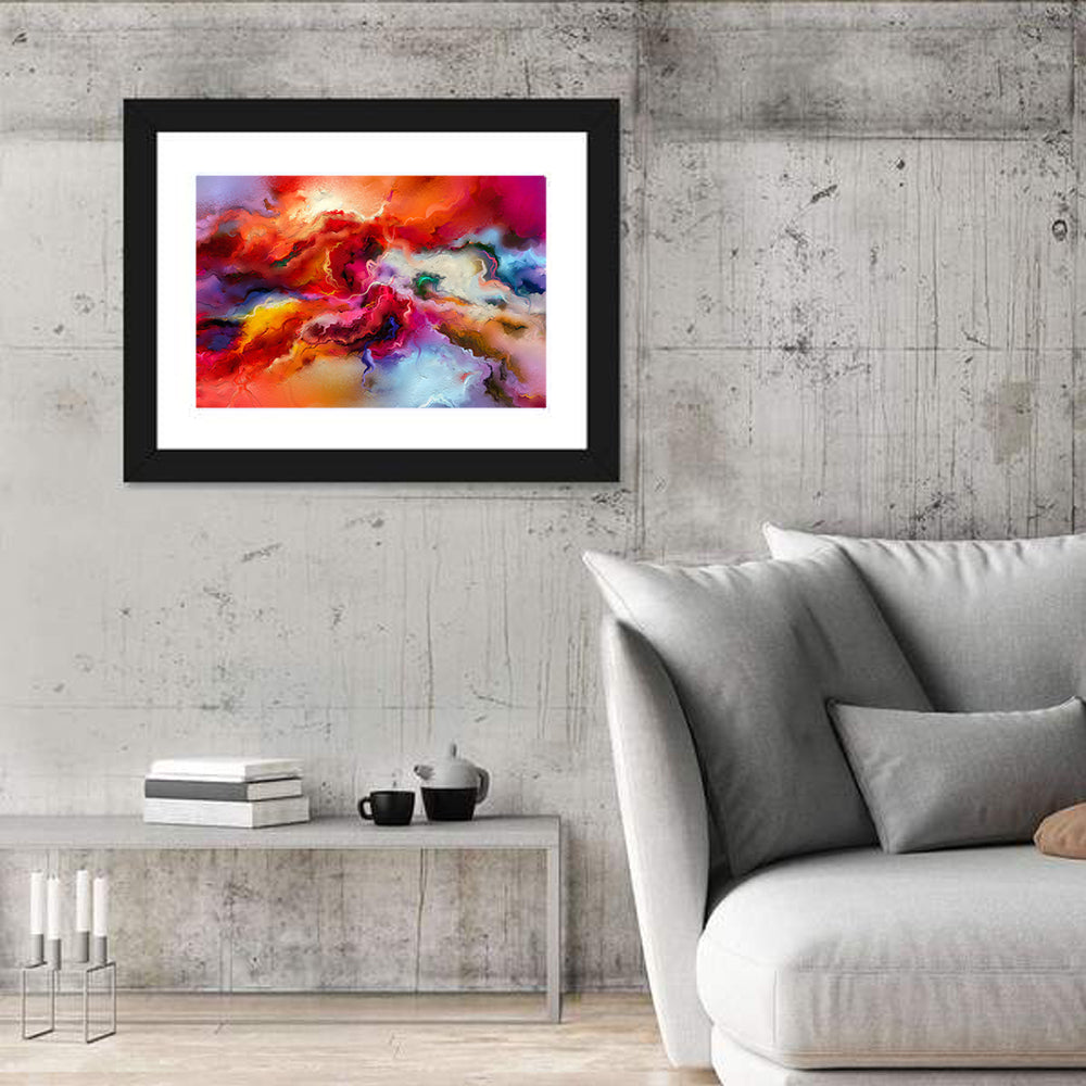 Vibrant Swirl Oil Painting Wall Art in a room, landscape