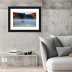 Misty Lake Fisherman Silhouette Wall Art