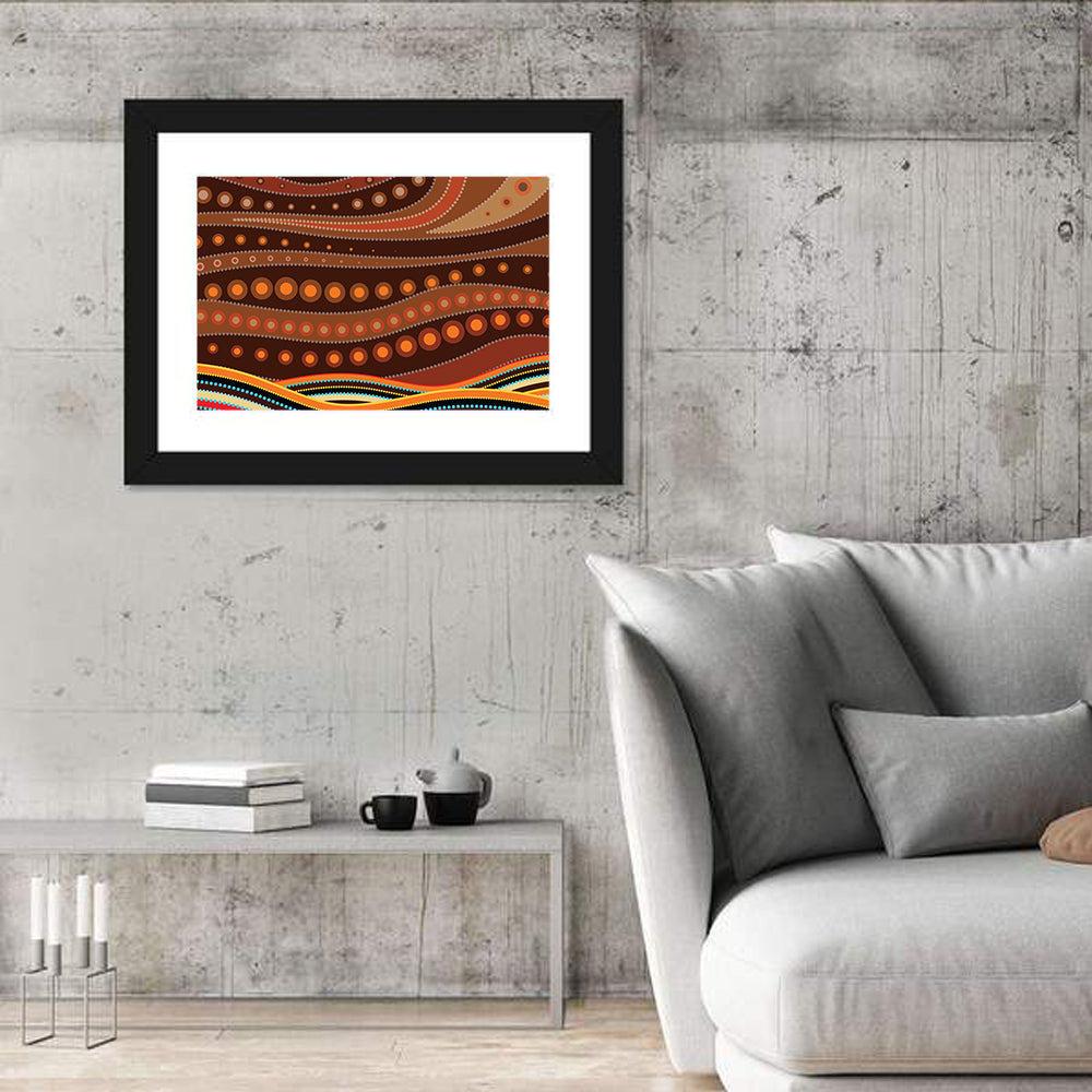 Dotted Wave Vector Illustration Wall Art in a room, landscape
