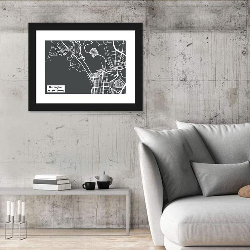 Burlington Vermont Street Grid Map Wall Art