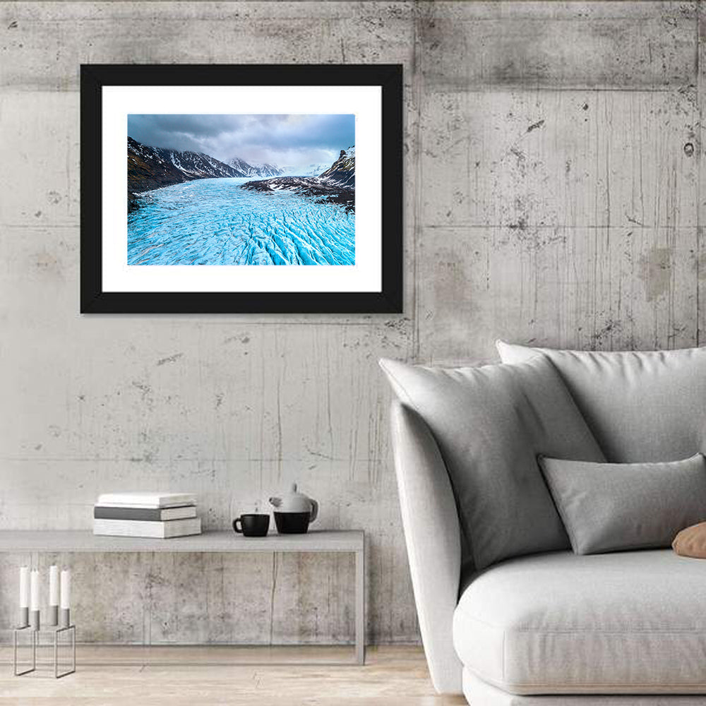 Skaftafell Glacier Aerial View Wall Art in a room, landscape