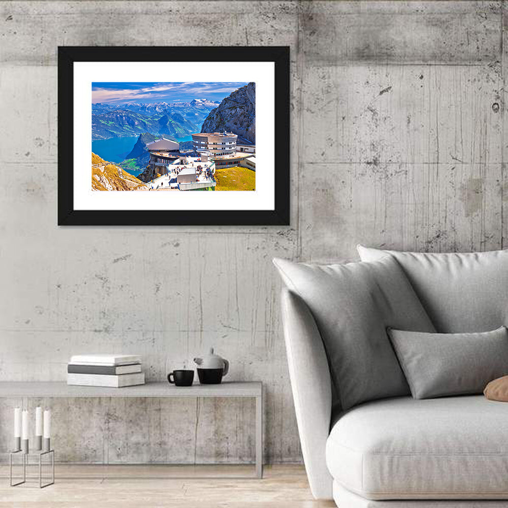 Mount Pilatus Kulm Summit View Wall Art in a room, landscape
