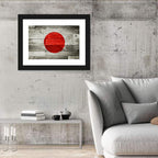 Japanese Flag on Distressed Wood Wall Art