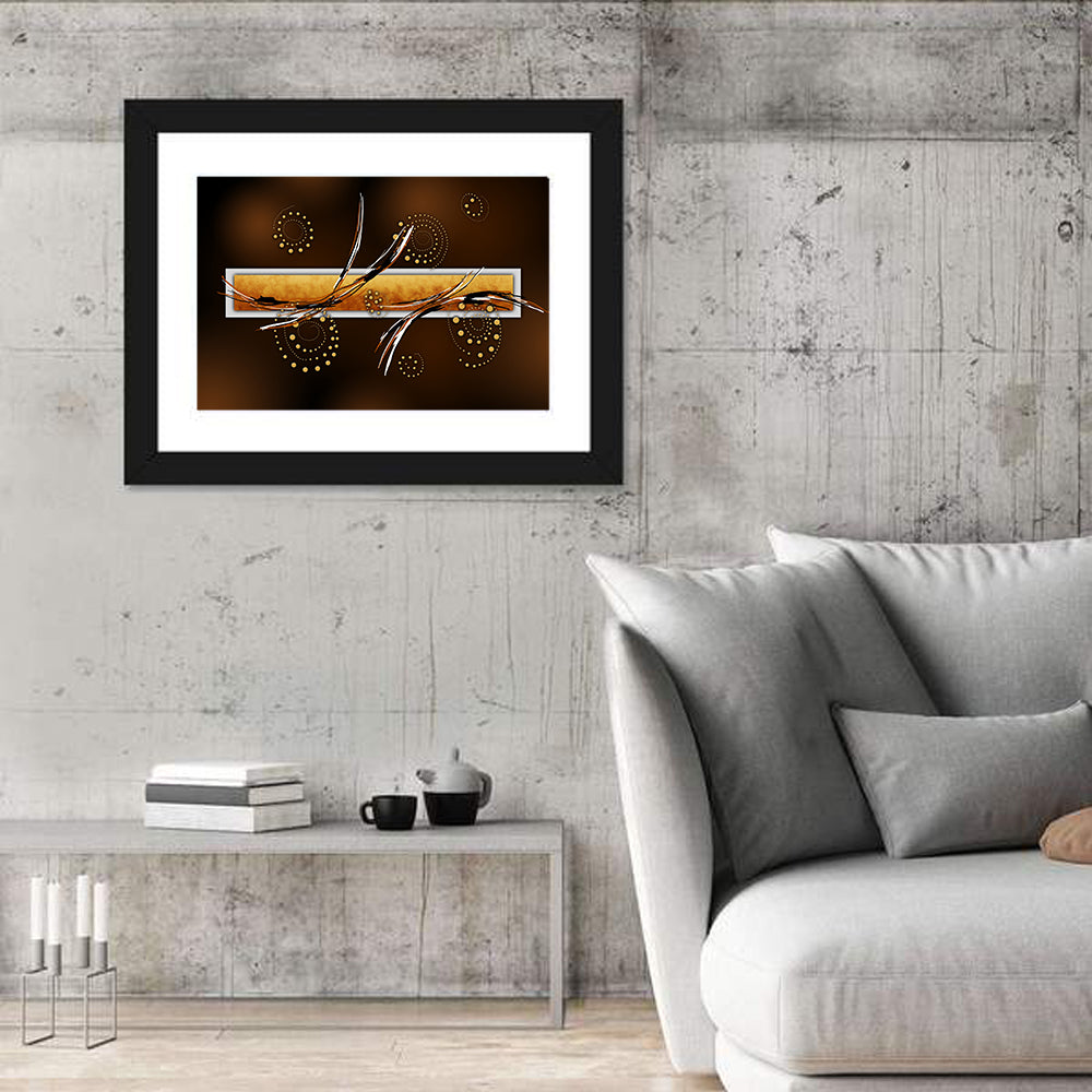 Golden Spiral Invitation Illustration Wall Art in a room, landscape