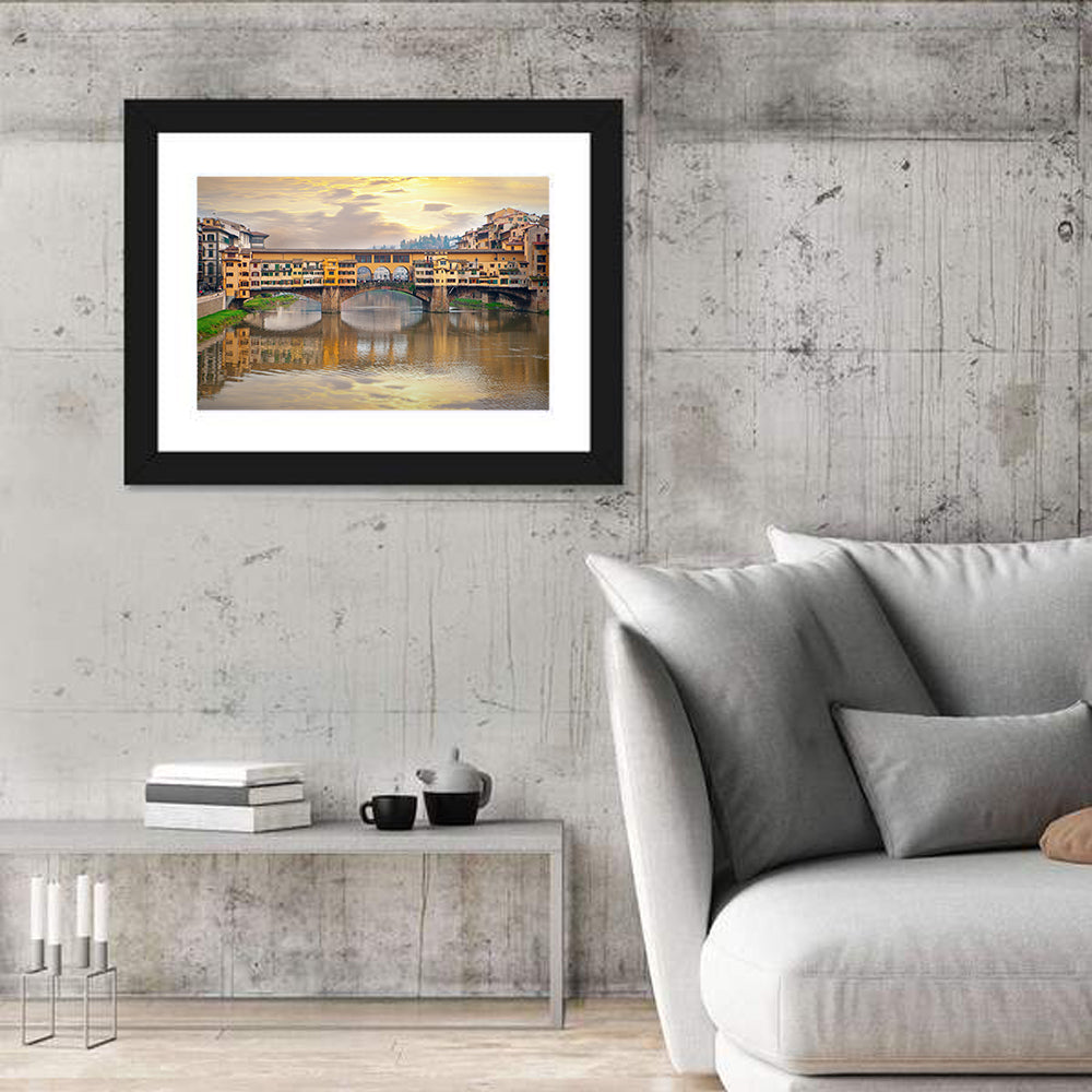 Ponte Vecchio at Golden Hour Wall Art in a room, landscape
