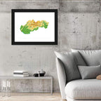 Slovakia Topographic Relief Map Wall Art
