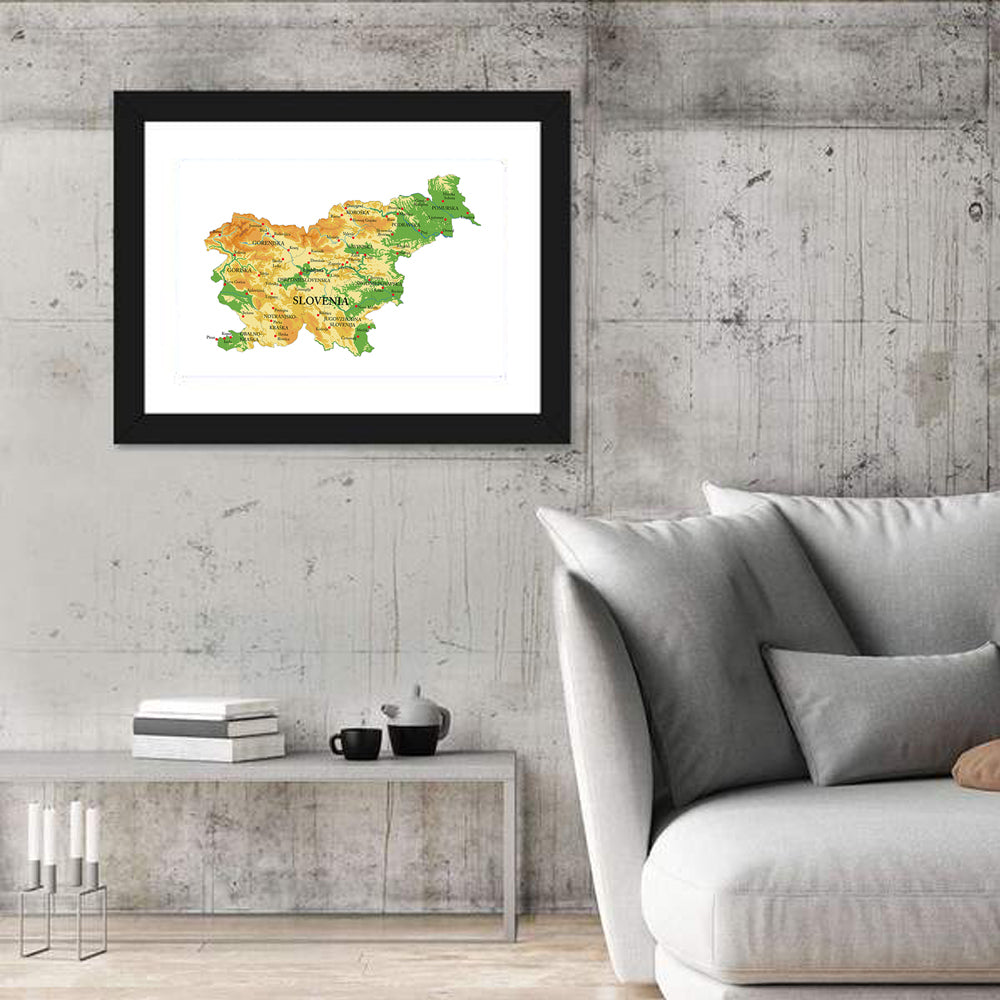 Slovenia Relief Map Wall Art in a room, landscape