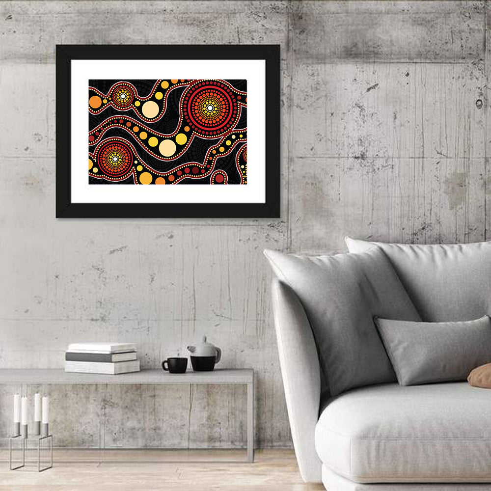 Aboriginal Dot Wall Art in a room, landscape