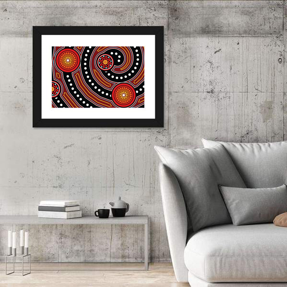 Aboriginal Dot Style Ii Wall Art in a room, landscape