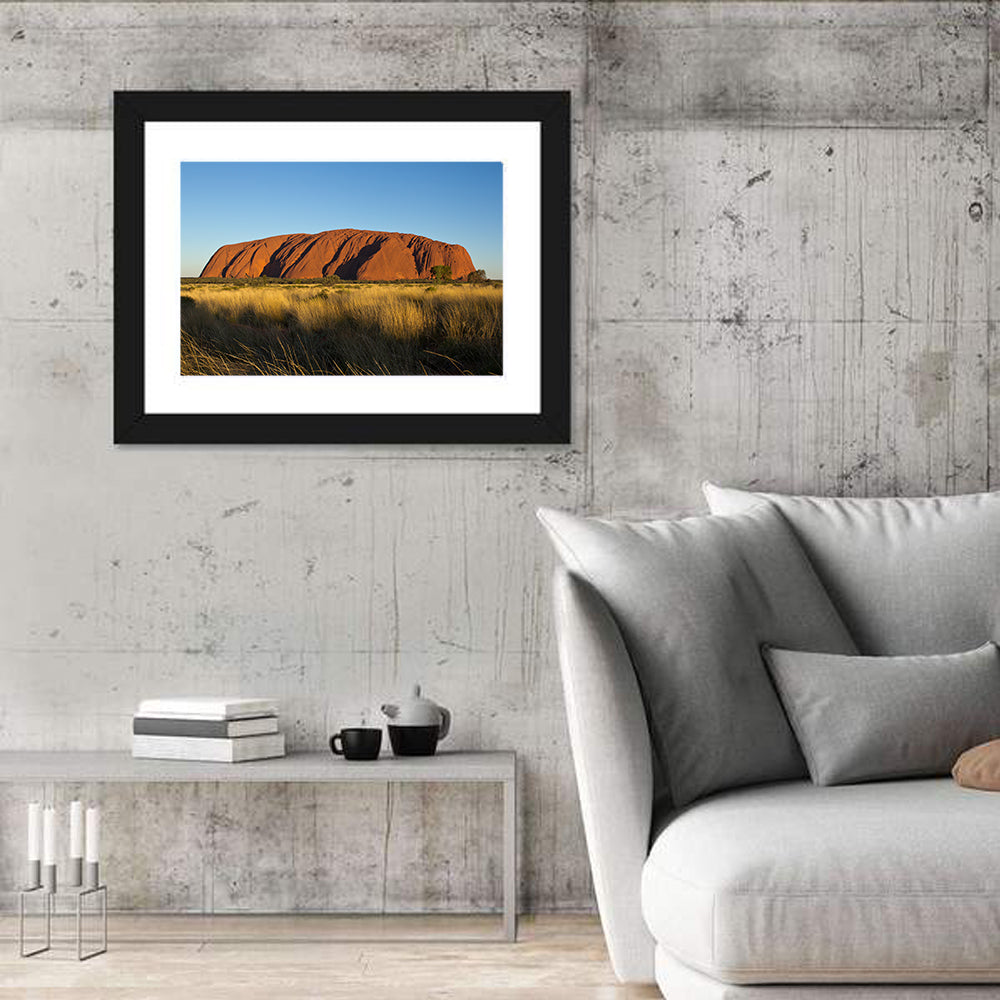 Uluru Red Rock at Golden Hour Wall Art in a room, landscape